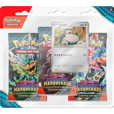 Pokemon TCG: Scarlet & Violet - Twilight Masquerade 3 Booster Pack Blister & Snorlax Promo Card Card Game Pokemon   