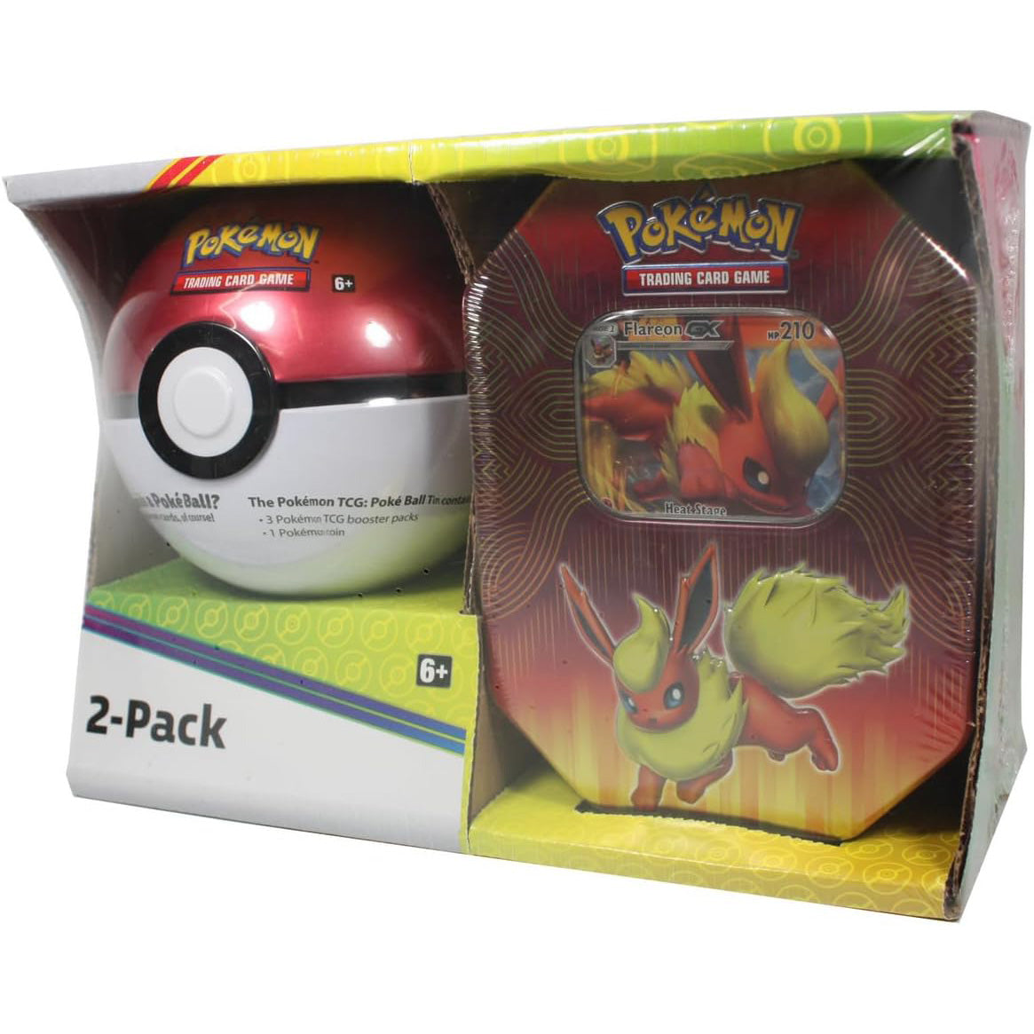 Two (2) Pokemon TCG store 3-pack Poke Ball Tin Set (18 Booster Packs)