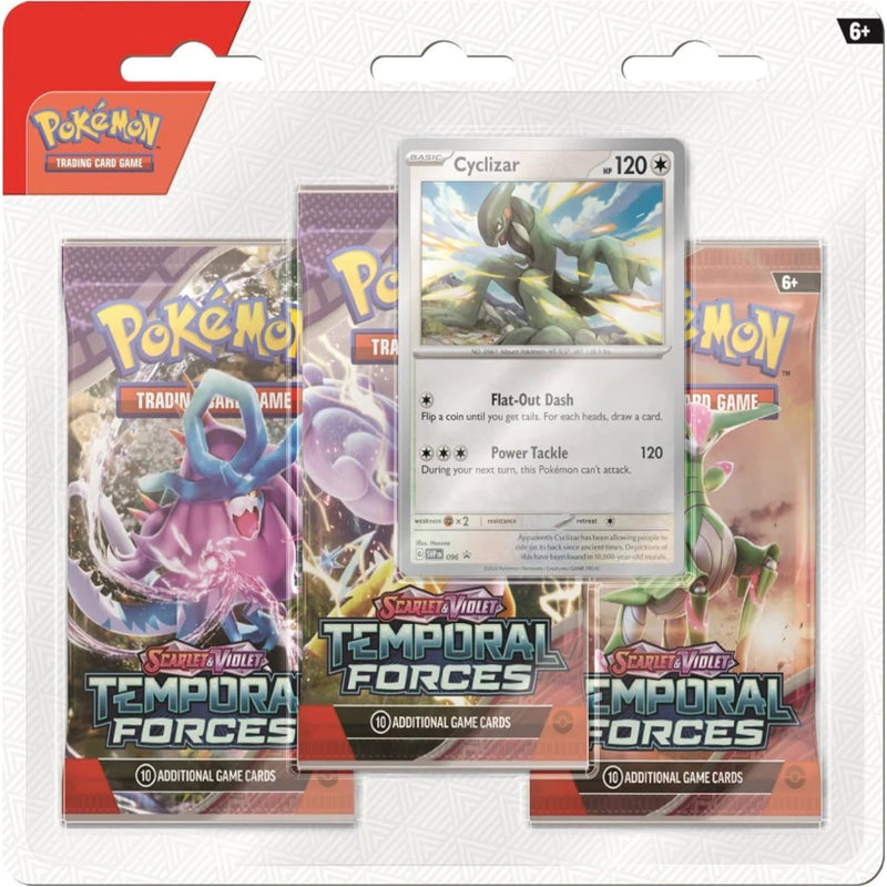 Pokemon TCG: Scarlet & Violet - Temporal Forces 3 Booster Pack Blister & Cyclizar Promo Card Card Game Pokemon   