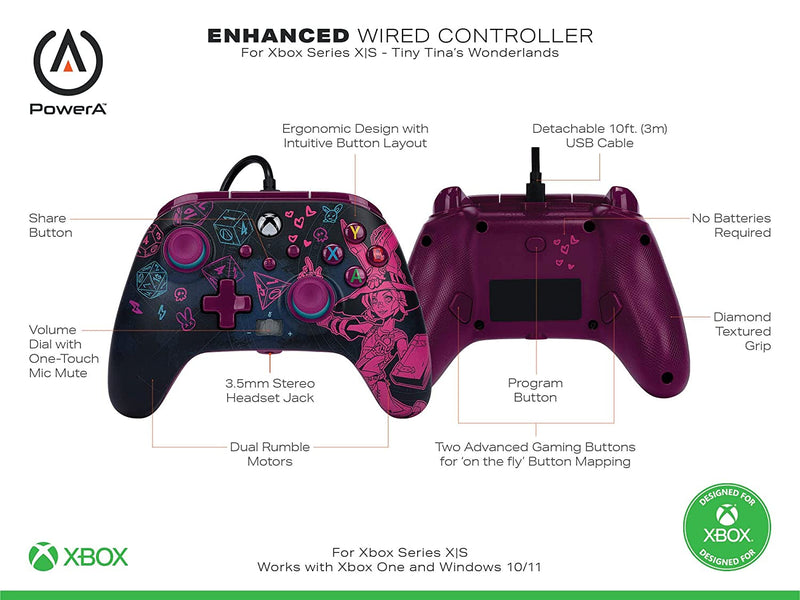 PowerA Enhanced Wired Controller for Xbox Series X|S - Tiny Tina's Wonderlands [Xbox Series X/S Accessory] Xbox One Accessories PowerA   