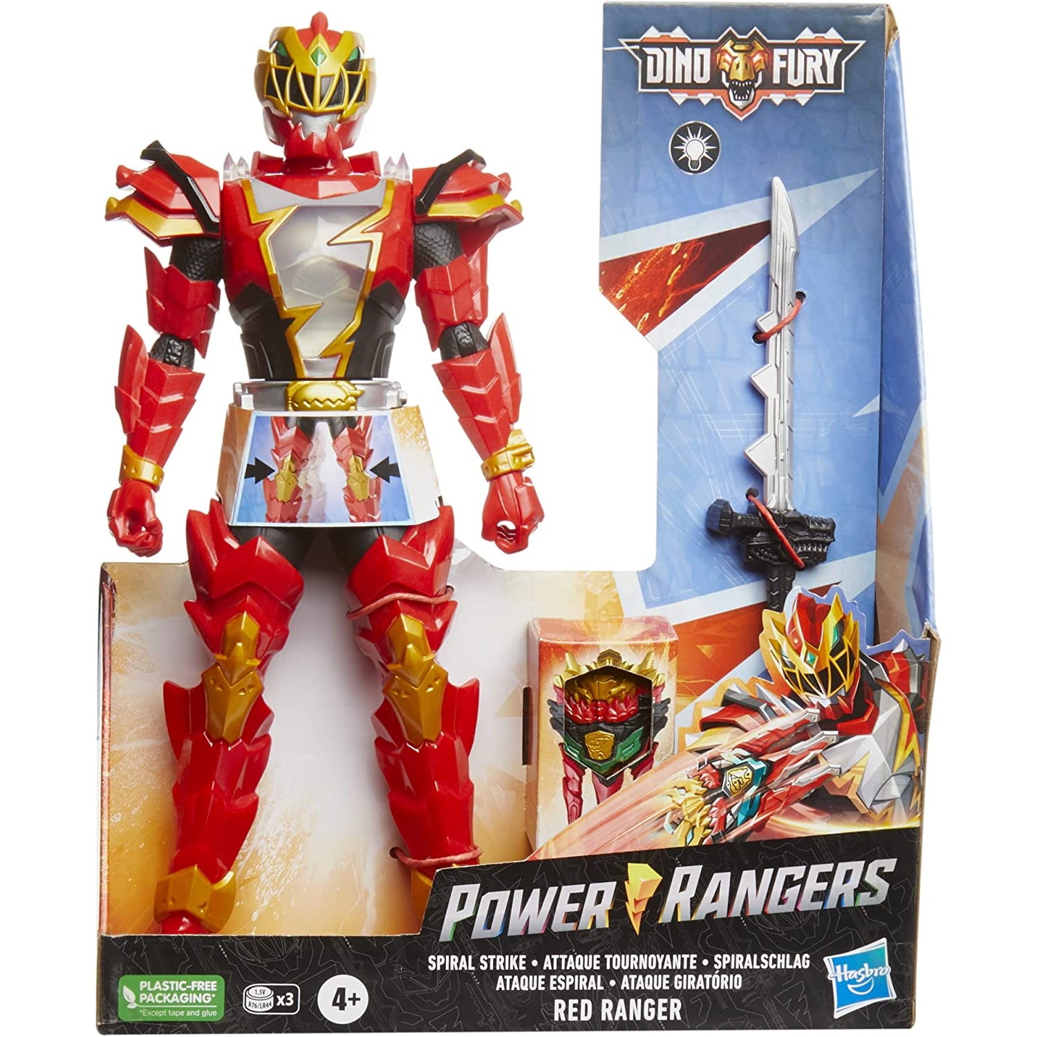 Power Rangers Dino Fury Spiral Strike Red Ranger 12-inch Scale Electro ...