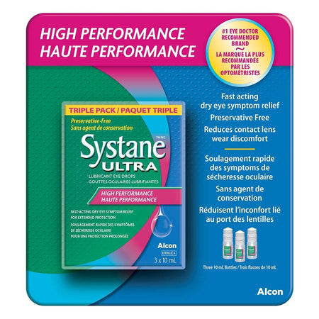 Systane Ultra Eye Drops Lubricant High Performance - 3 Pack x 10 mL [.33 fl oz] Bottles Healthcare Alcon   