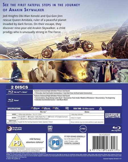 Star Wars: Episode I - The Phantom Menace [Blu-Ray] DVDs & Blu-Rays Disney   