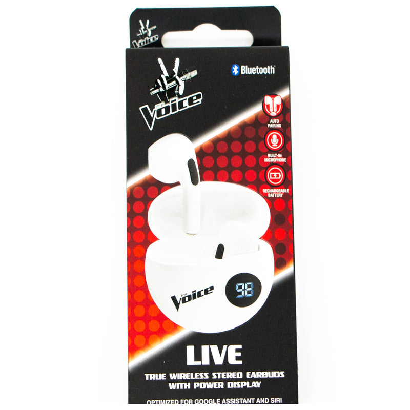 The Voice: Live Earbuds with Power Display - White [Electronics] Electronics The Voice   