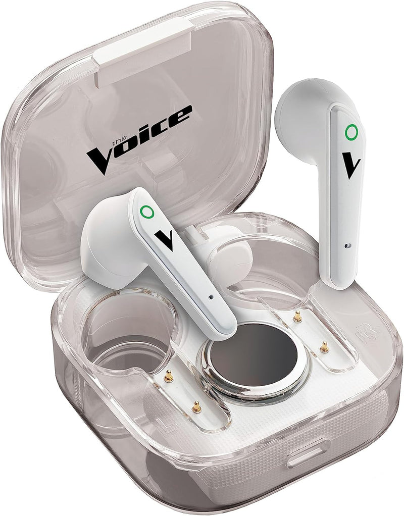 The Voice Duo True Wireless Stereo Earbuds with Mic - White [Electronics] Electronics The Voice   