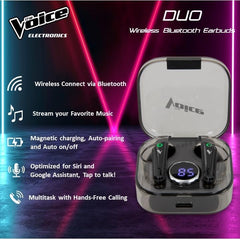 The Voice Duo True Wireless Stereo Earbuds with Mic - Black [Electronics] Electronics The Voice   