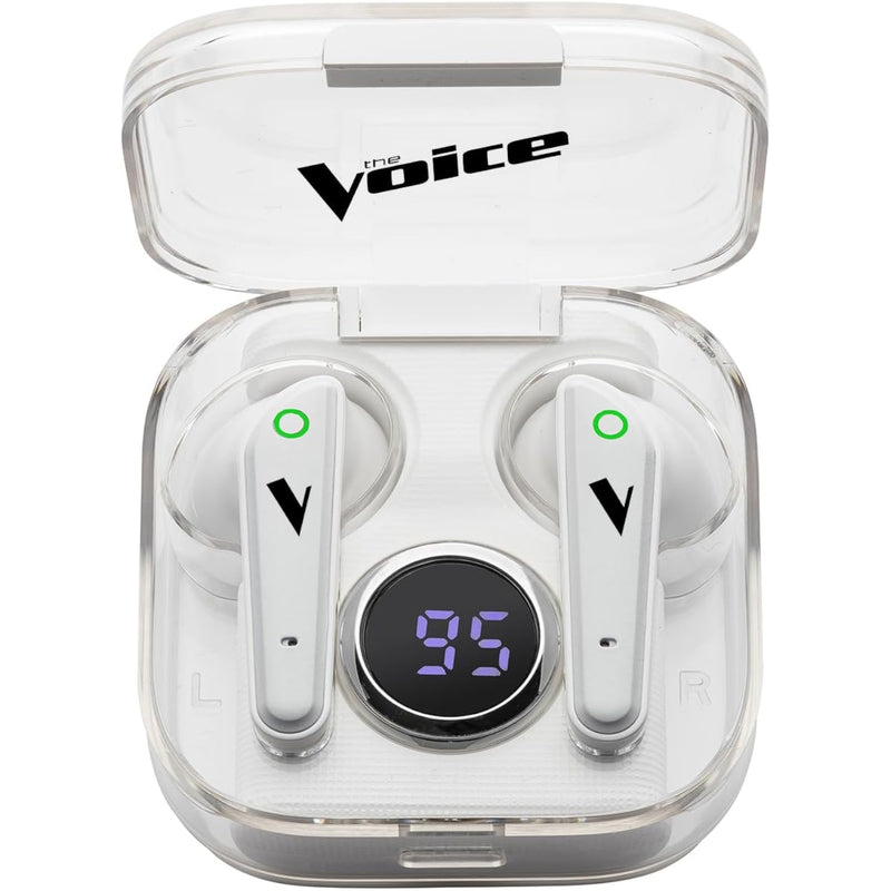 The Voice Duo True Wireless Stereo Earbuds with Mic - White [Electronics] Electronics The Voice   