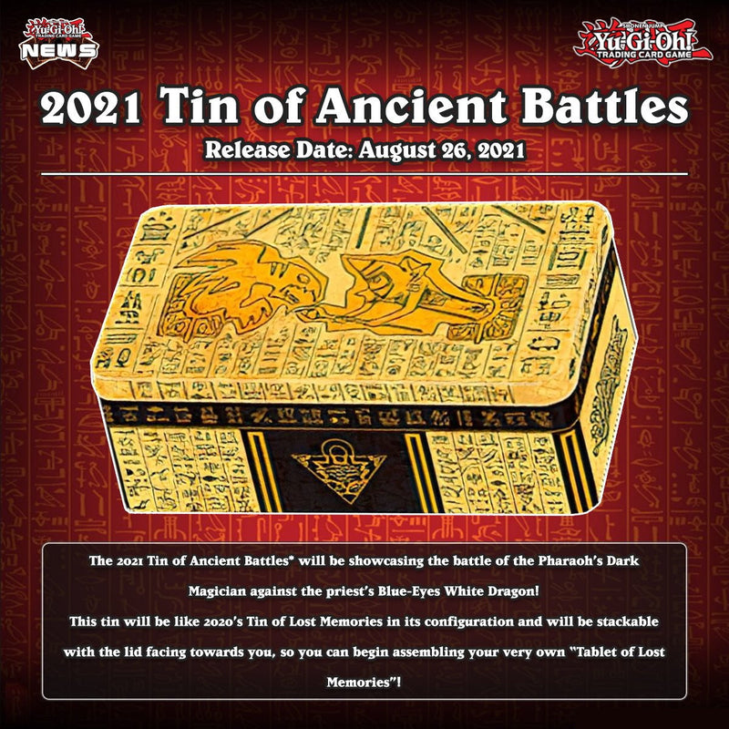 Yu-Gi-Oh! TCG: 2021 Tin of Ancient Battles - 3 Mega Booster Packs Card Game Konami