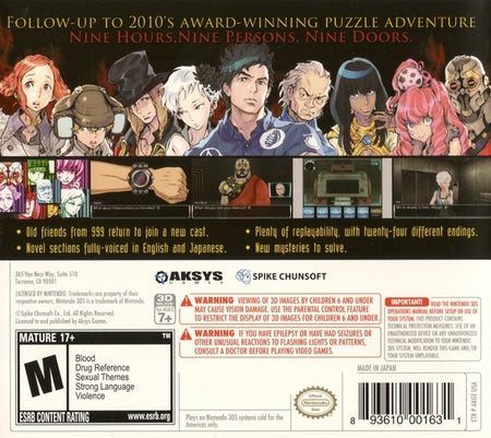 Zero Escape: Virtue's Last Reward [Nintendo 3DS] Nintendo 3DS Video Game Aksys Games   