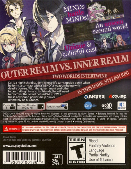Mind Zero [Sony PS Vita] Sony PS Vita Video Game Aksys Games   