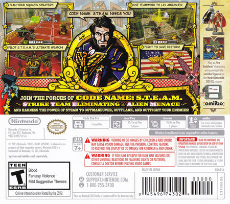 Code Name: S.T.E.A.M. [Nintendo 3DS] Nintendo 3DS Video Game Nintendo   