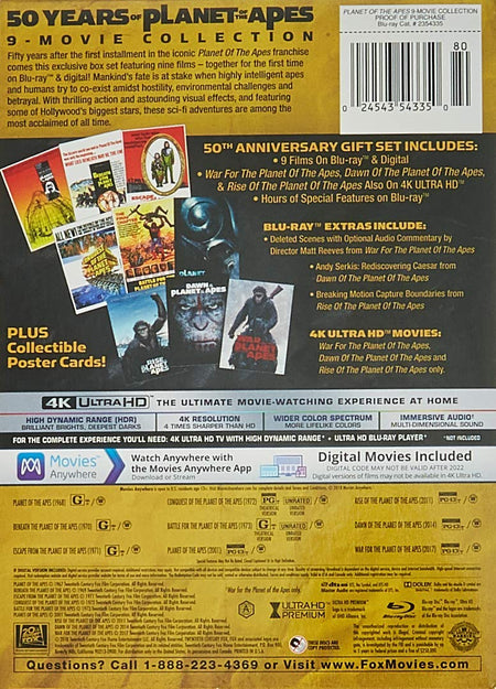 50 Years of Planet of the Apes - 9-Movie Collection [Blu-Ray Box Set] DVDs & Blu-Rays 20th Century Fox   