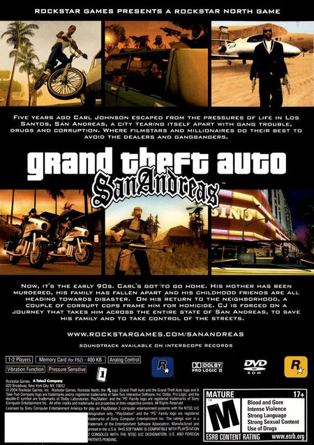 Grand Theft Auto: San Andreas [PlayStation 2] PlayStation 2 Video Game Rockstar Games   