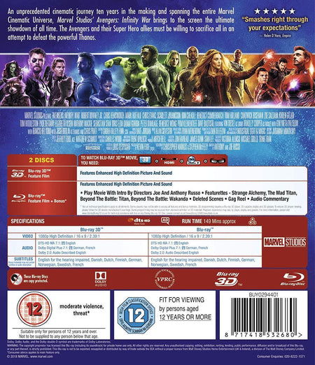 Marvel's Avengers: Infinity War [3D + 2D Blu-Ray] DVDs & Blu-Rays Marvel   