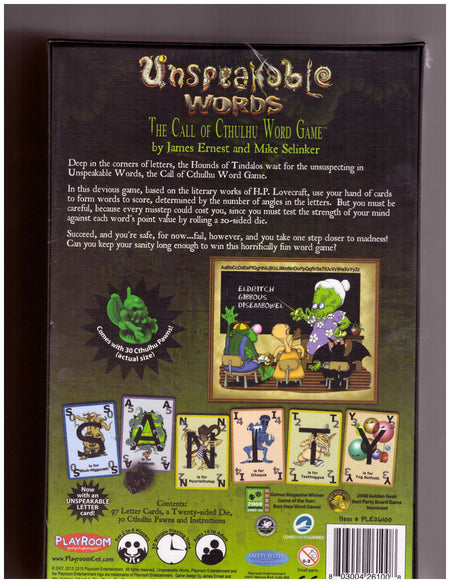 Unspeakable Words: The Call of Cthulhu Word Game Card Game Playroom Ent.   