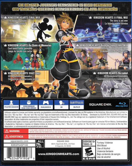 Kingdom Hearts HD I.5 + II.5 Remix [PlayStation 4] PlayStation 4 Video Game Square Enix   