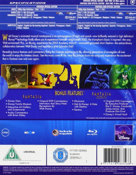 Disney's Fantasia & Fantasia 2000 [Blu-Ray 2-Movie Collection] DVDs & Blu-Rays Disney   