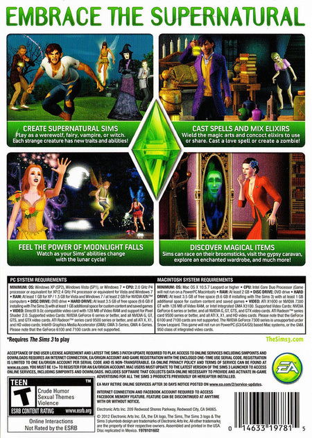 The Sims 3: Supernatural Expansion Pack [Mac & PC] PC Video Game Electronic Arts   