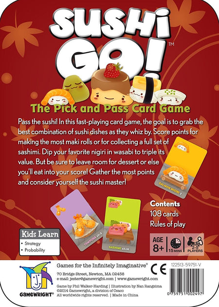 Sushi Go! - The Pick and Pass Card Game Card Game Gamewright   