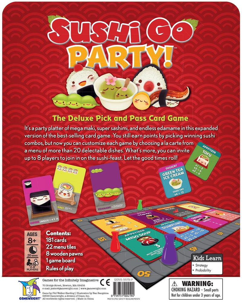 Sushi Go Party! [Board Game, 2-8 Players] Card Game Gamewright