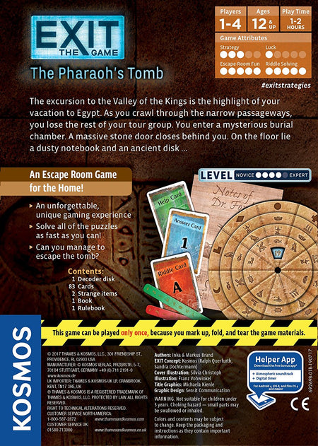 Exit: The Game – The Pharaoh's Tomb [Board Game, 1-4 Players] Board Game Thames and Kosmos   