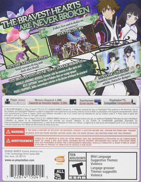 Tales Of Hearts R [Sony PS Vita] Sony PS Vita Video Game Bandai Namco   