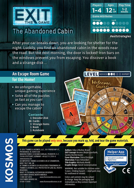 Exit: The Game – The Abandoned Cabin [Board Game, 1-4 Players] Board Game Thames and Kosmos   