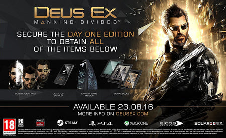 Deus Ex: Mankind Divided - Day One Edition [Xbox One] Xbox One Video Game Square Enix   