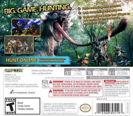 Monster Hunter 4 Ultimate [Nintendo 3DS] Nintendo 3DS Video Game Capcom   