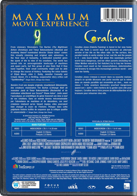 9 / Coraline Double Feature [DVD Box Set] DVDs & Blu-Rays Warner Bros.   