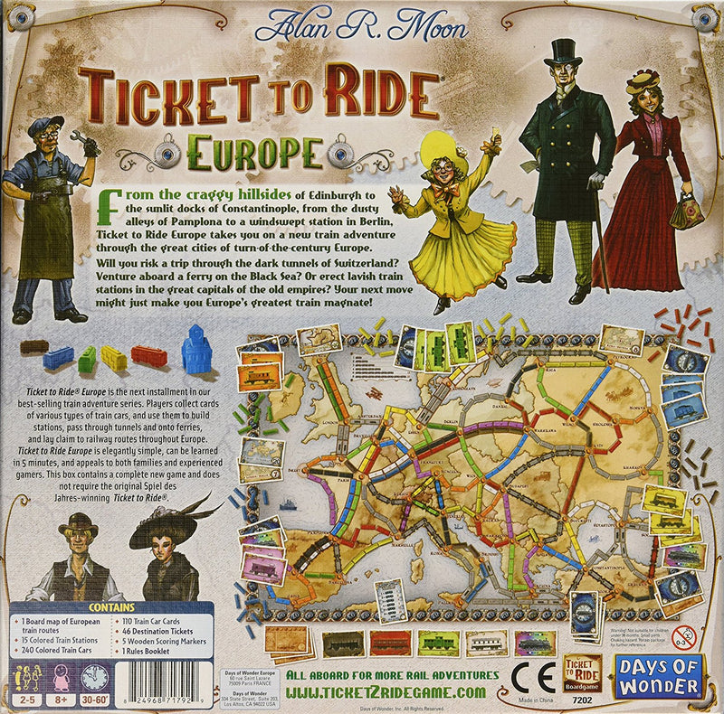 Ticket to Ride: Europe [Board Game, 2-5 Players] Board Game Days of Wonder   