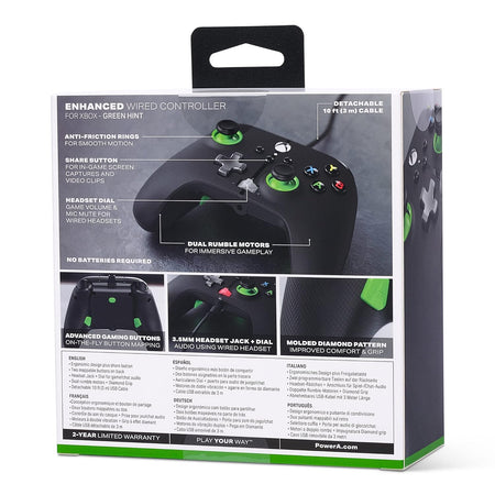 PowerA Xbox X/S & One Enhanced Wired Controller - Green Hint [Xbox Series X/S/Xbox One Accessory] Xbox Series X/S Accessory PowerA   