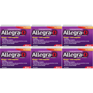 Allegra D 12 Hour Allergy Nasal Congestion Tablets - 6 Pack - 180 Caplets [Healthcare] Healthcare Allegra   