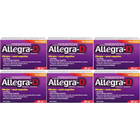 Allegra D 12 Hour Allergy Nasal Congestion Tablets - 6 Pack - 180 Caplets [Healthcare] Healthcare Allegra   