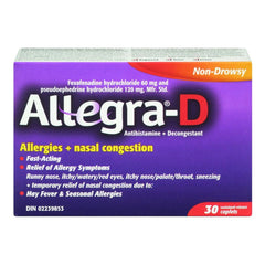 Allegra D 12 Hour Allergy Nasal Congestion Tablets - 6 Pack - 180 Caplets [Healthcare] Healthcare Allegra   