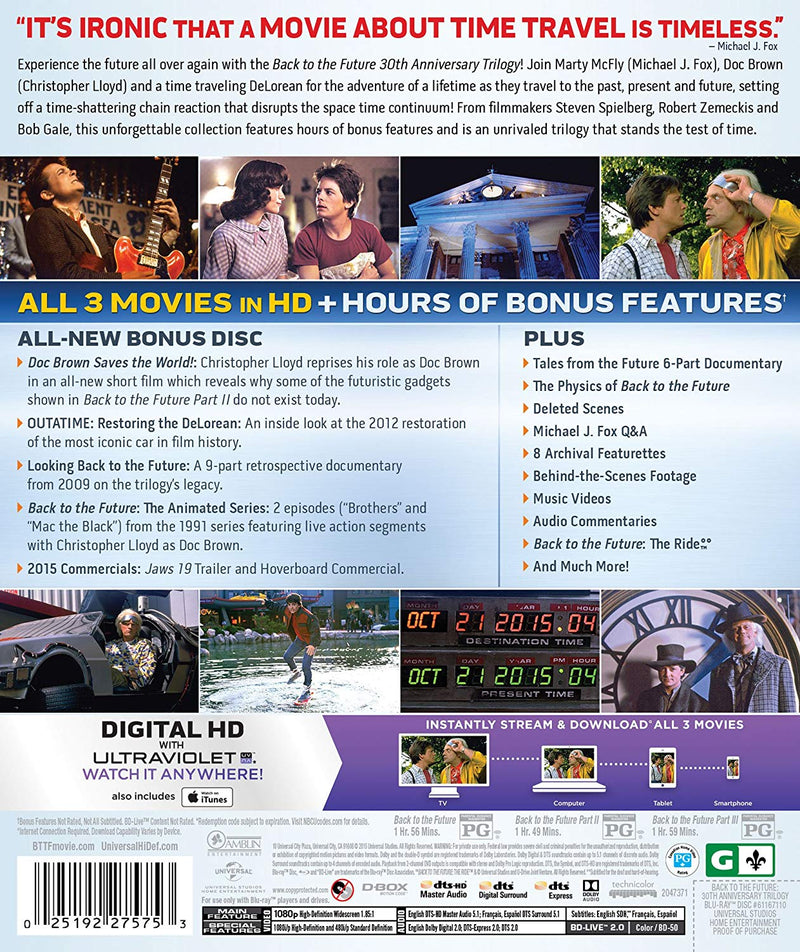 Back to the Future: 30th Anniversary Trilogy [Blu-Ray Box Set] DVDs & Blu-Rays Universal Pictures   