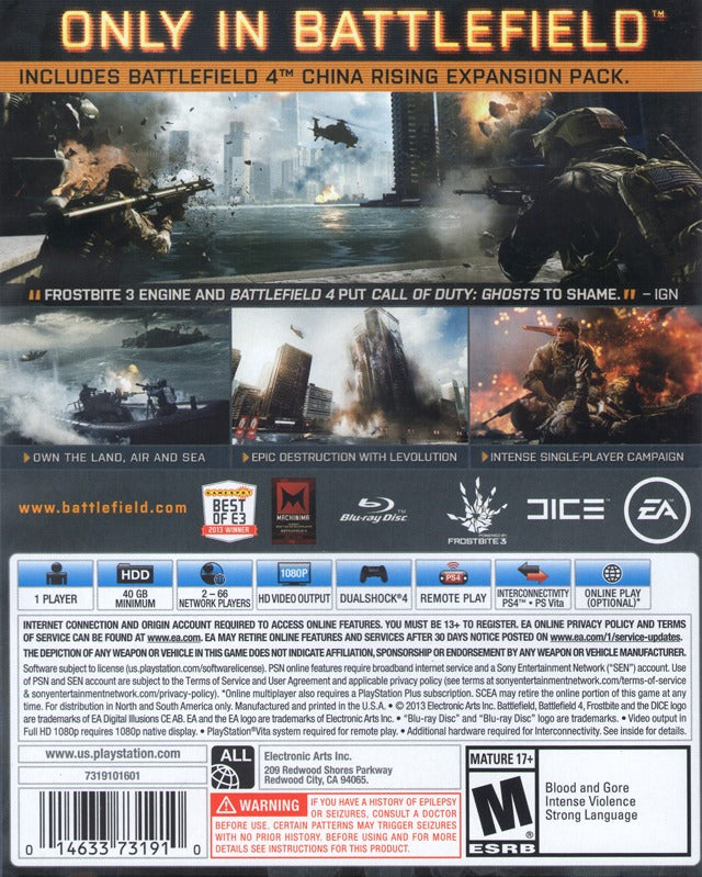 Battlefield 4 [PlayStation 4] PlayStation 4 Video Game Sony   