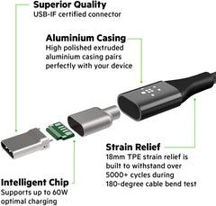 Belkin MIXIT DuraTek Kevlar 4' USB-C to USB-C Cable - Black [Electronics] Electronics Belkin   