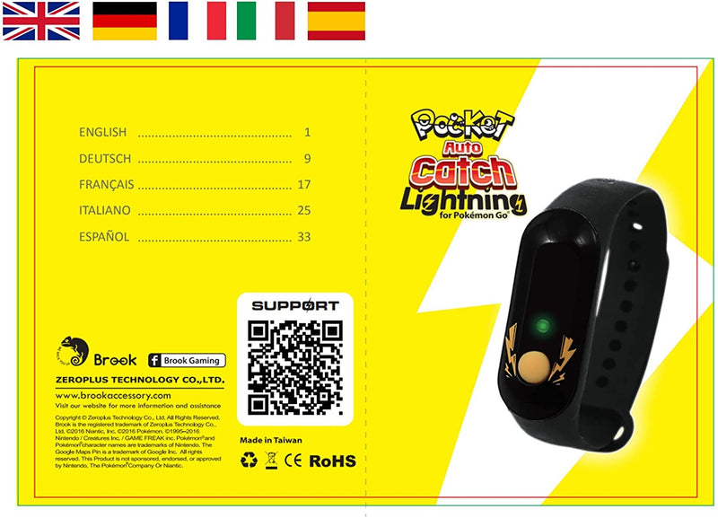 Brook Pocket Auto Catch Lightning Wristband for Pokemon Go - iPhone & Android [Toys] Toys & Games Brook Gaming   