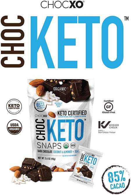 ChocXO ChocKETO Dark Chocolate Coconut Snaps with Almonds and Sea Salt - 420g  / 14.8 Oz [Snacks & Sundries] Snacks & Sundries ChocXO   