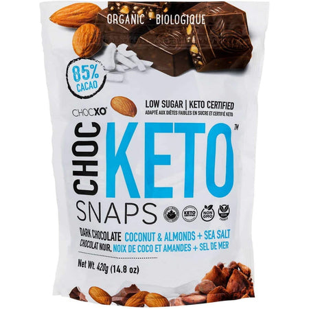 ChocXO ChocKETO Dark Chocolate Coconut Snaps with Almonds and Sea Salt - 420g  / 14.8 Oz [Snacks & Sundries] Snacks & Sundries ChocXO   