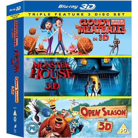 Cloudy With a Chance of Meatballs / Monster House / Open Season Triple Feature [3D Blu-Ray 3-Movie Collection] DVDs & Blu-Rays Sony Pictures   