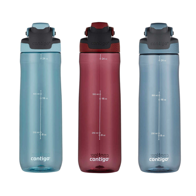 Contigo AutoSeal Tritan Water Bottles - 3 Pack - Blue, Red, Grey [House & Home] House & Home Contigo   