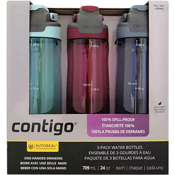 Contigo AutoSeal Tritan Water Bottles - 3 Pack - Blue, Red, Grey [House & Home] House & Home Contigo   