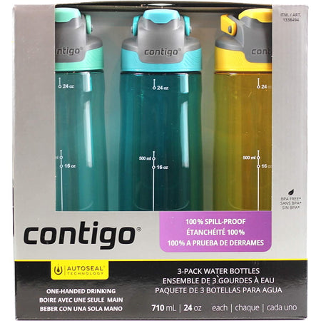 Contigo AutoSeal Tritan Water Bottles - 3 Pack - Green, Blue, Yellow [House & Home] House & Home Contigo   