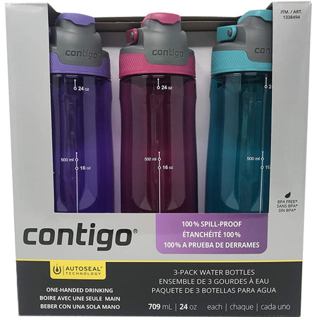 Contigo AutoSeal Tritan Water Bottles - 3 Pack - Purple, Pink, Blue [House & Home] House & Home Contigo   