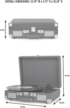 Crosley: Cruiser Plus Vintage 3-Speed Bluetooth in/Out Suitcase Vinyl Record Player Turntable - Slate - CR8005F-SG [Electronics] Electronics Crosley
