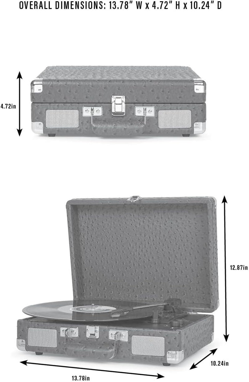 Crosley: Cruiser Plus Vintage 3-Speed Bluetooth in/Out Suitcase Vinyl Record Player Turntable - Slate - CR8005F-SG [Electronics] Electronics Crosley
