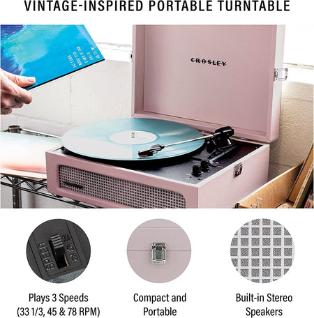 Crosley: Voyager Vintage 3-Speed Bluetooth In/Out Vinyl Record Player Turntable - Amethyst - CR8017B-AM [Electronics] Electronics Crosley