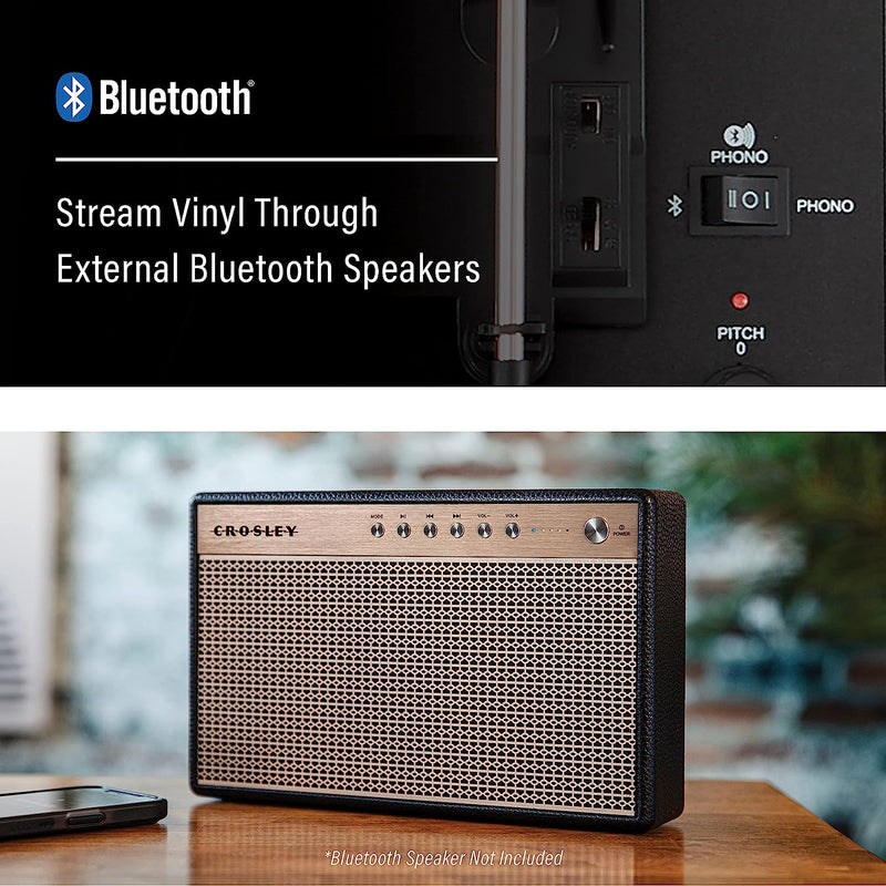 Crosley: Voyager Vintage Portable Vinyl Record Player Turntable with Bluetooth in/Out and Built-in Speakers - Black - CR8017B-BK [Electronics] Electronics Crosley